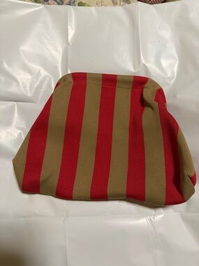 Striped Knit Wristlet Clutch in Red and Brown